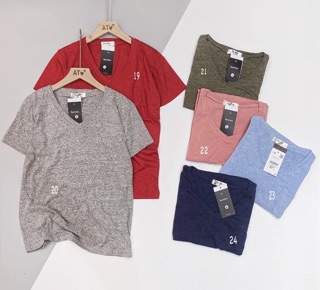 Áo cotton trơn màu, cổ tim, BSK