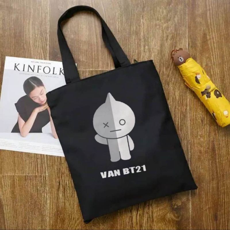 Túi Tote Vải Canvas In Hình Bt21 Bts Đáng Yêu