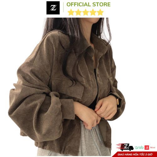 Áo sơ mi túi ngực kiểu ulzzang 3 màu đen, nâu và xanh dễ phối đồ ZCITY