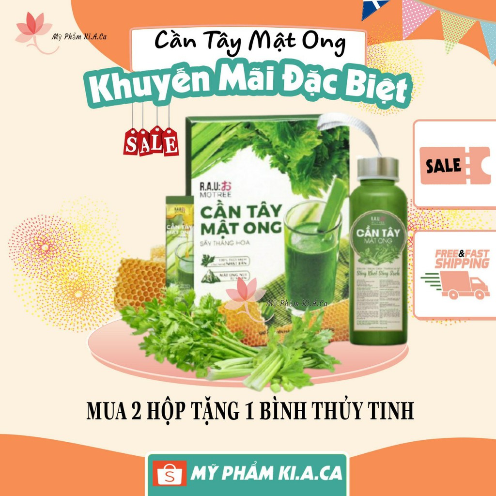 Cần tây mật ong motree giúp giảm cân đẹp da đẹp dáng ( hộp 14 gói ) - mua 2 hộp tặng 1 bình thủy tinh