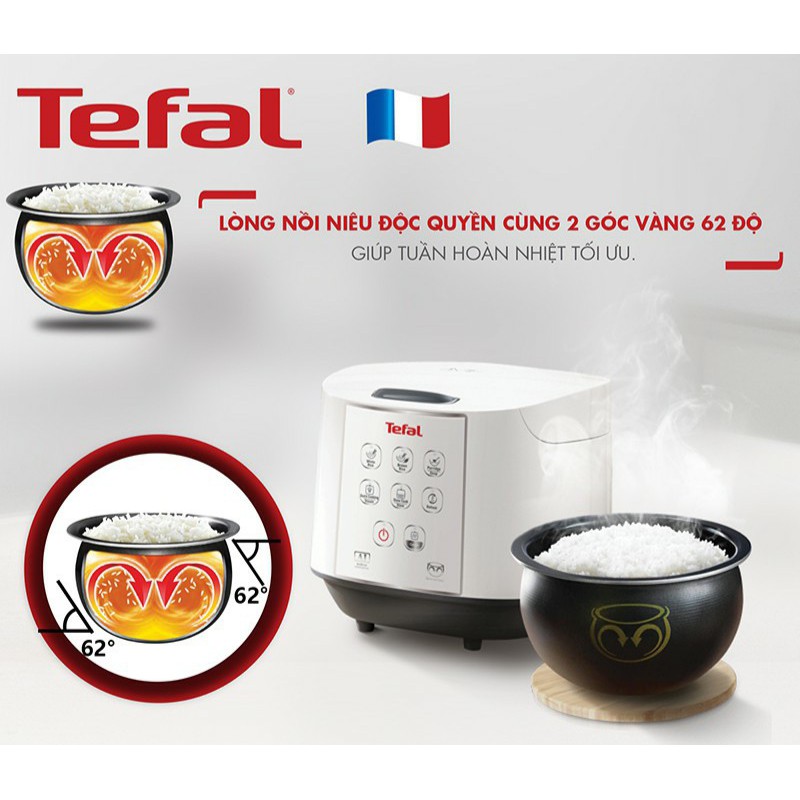 [Mã ELHADEV giảm 4% đơn 300K] Nồi cơm điện tử Tefal RK732168 1.8L - 750W (Trắng)