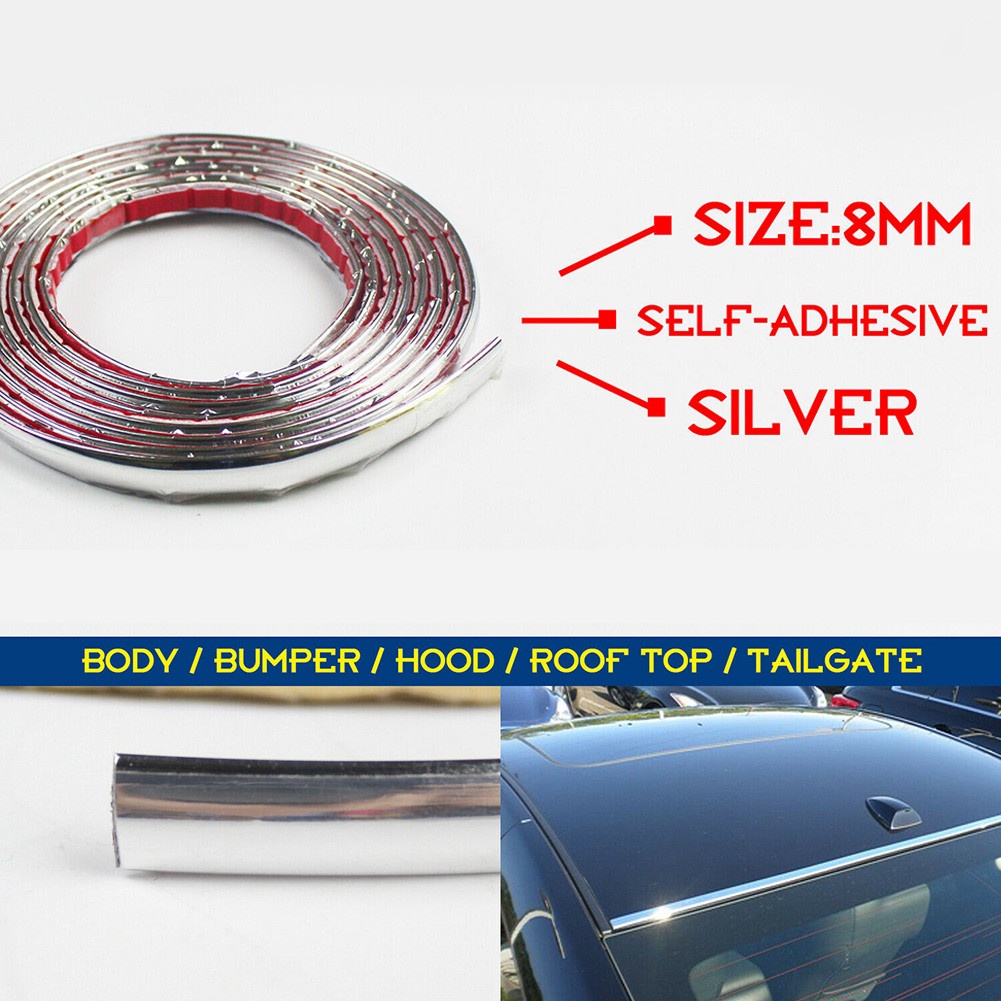 ⚡Hot Sale⚡Chrome Trim Molding 5/16\" Car Roof Door Side Decorate Protector Strip Durable New-ISHOW