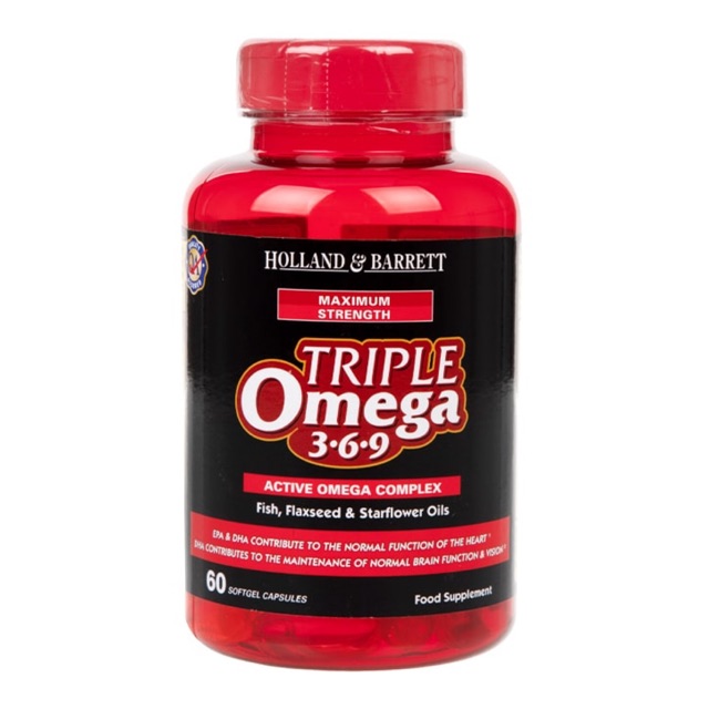 Triple Omega 3 6 9 Holland and Barrett tốt cho thần kinh tim mạch tăng cường hệ miễn dịch hộp 120 viên hàng chính hãng