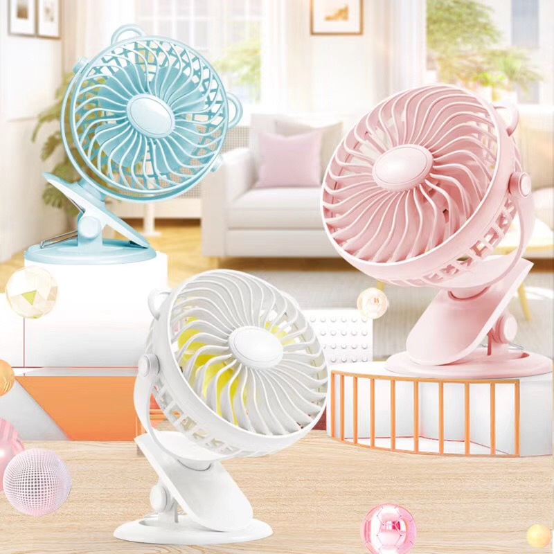 Quạt Mini | Quạt Kẹp Bàn Tích Hợp Sạc Nhanh Với 3 Tốc Độ Gió Thích Hợp Cho Dân Văn Phòng, Xoay 360 độ, Kẹp Chắc Chắn