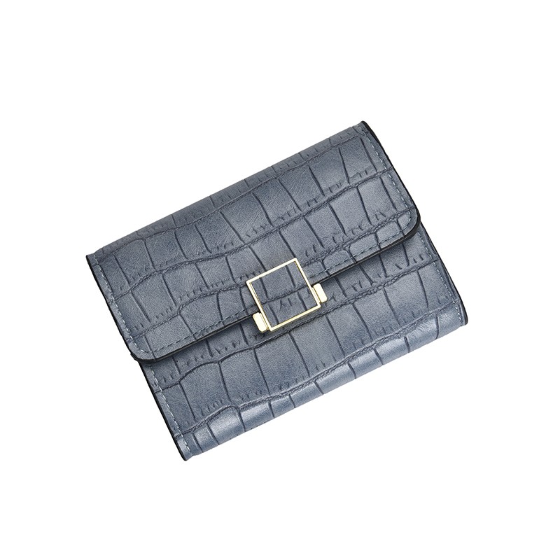 New style, new style, hot sale Small female short Korean version 2021 new fashion alligator motifs embossed lock wallet trend three packs folding card