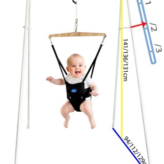 Thanh lý xích đu nhún nhảy Jumper Kids thanh trắng đai đen thanh nhựa xanh
