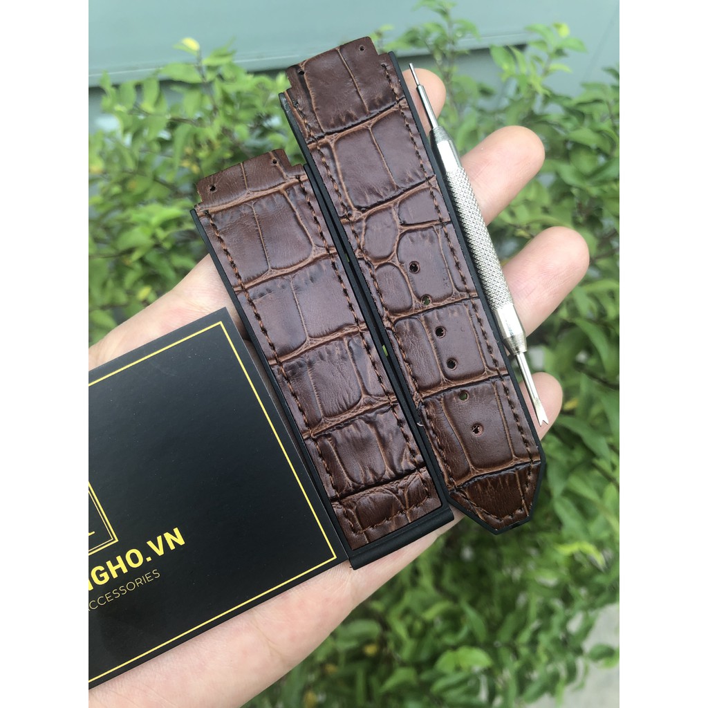 GIÁ HỦY DIỆT Dây đồng hồ HUBLOT nam lót da lộn nâu case 42 size 19 - 25 - 22