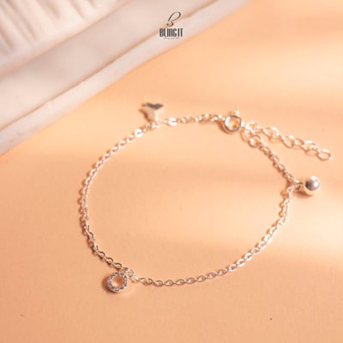 Lắc Tay Nữ Bạc 925 Cao Cấp BLING IT Thiết Kế Hình Con Bươm Bướm và Hình Tròn Lấp Lánh - BIVT117