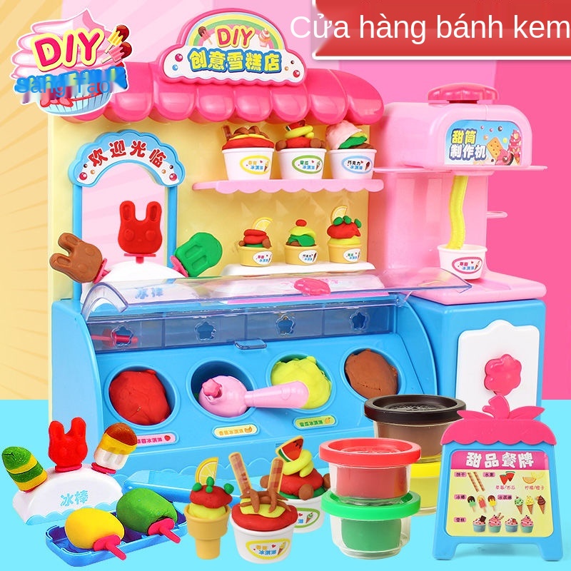 Y Đồ chơi xưởng bùn màu tự làm sáng tạo cửa hàng kem tráng miệng máy đất sét đa chức năng trẻ em nhà