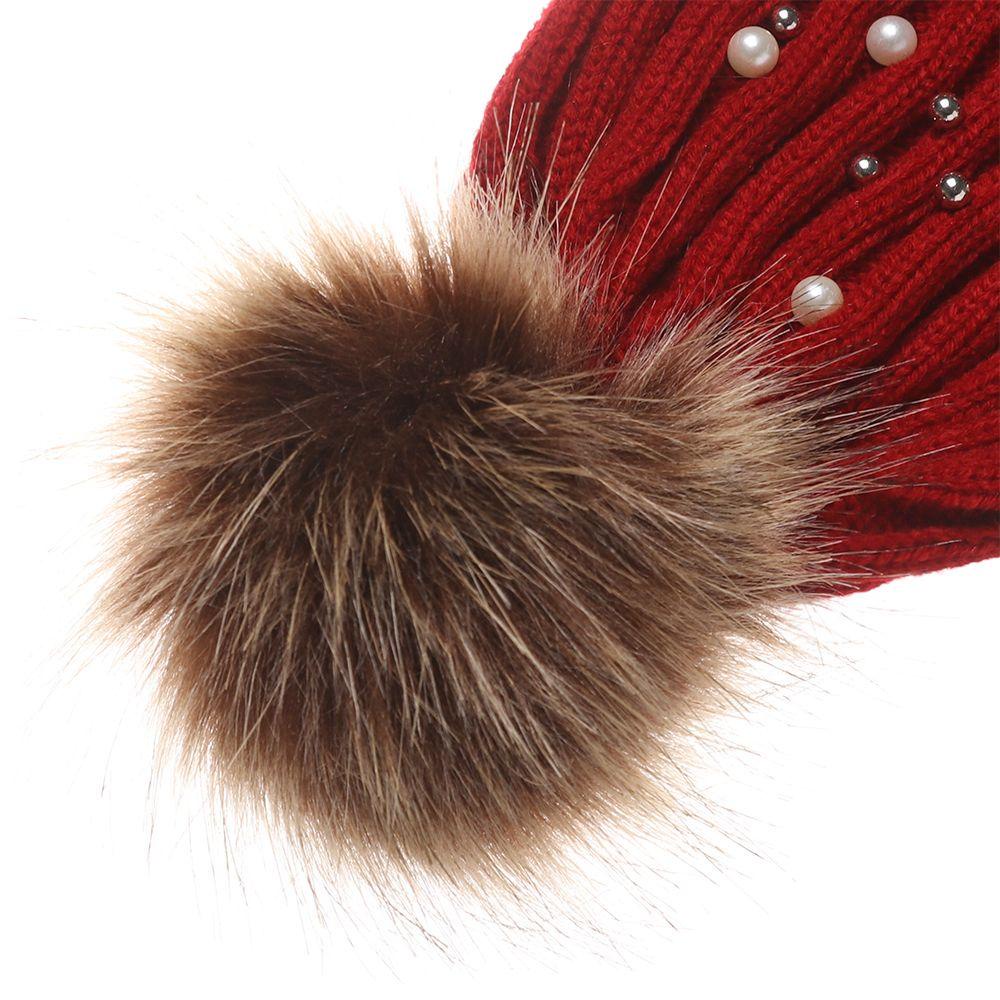 Mũ Len Beanie Đính Quả Bông Cho Bé