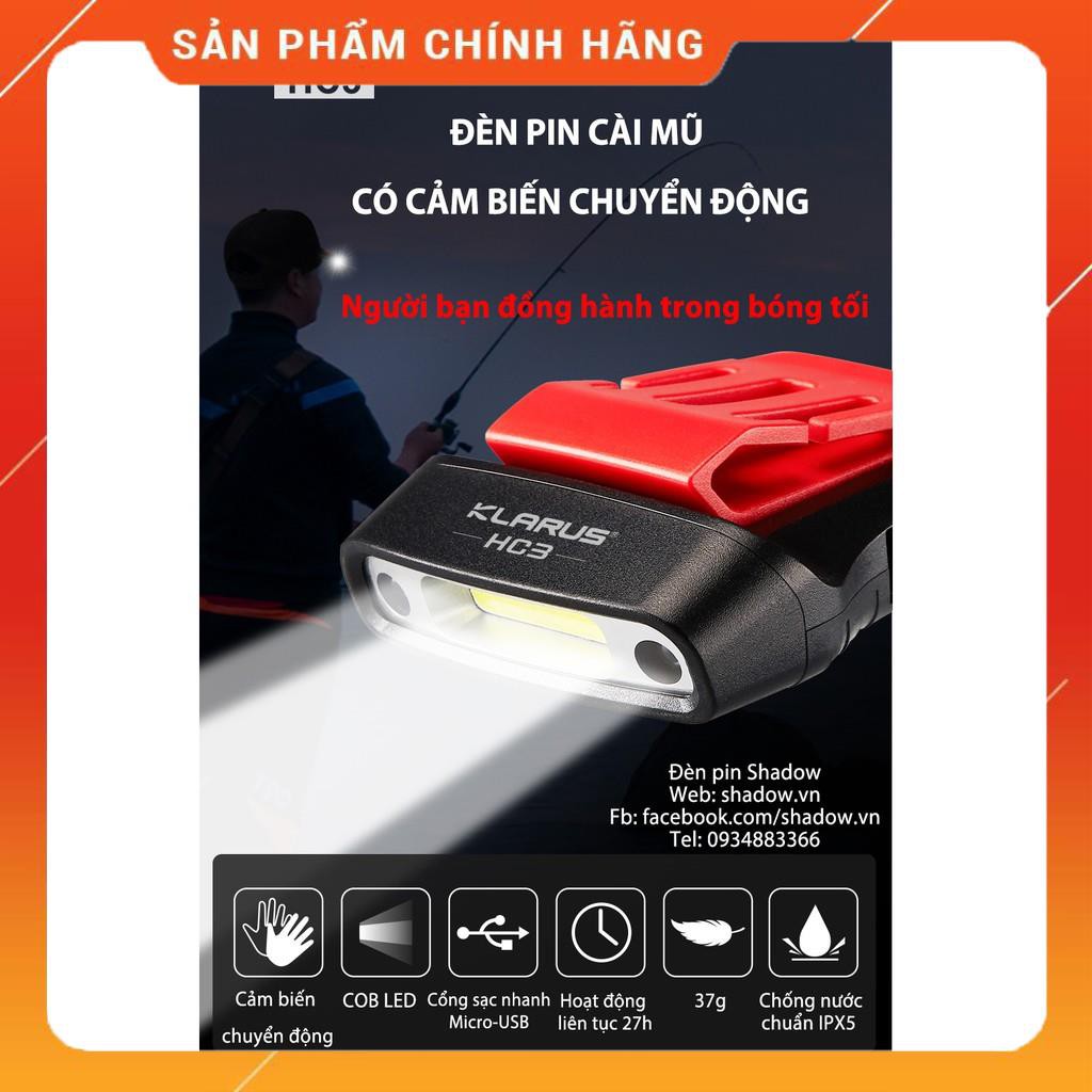 [BẢN MỚI NHẤT] [HÀNG NHẬP KHẨU] KLARUS HC3 - Đèn pin và đèn sạc đội đầu đeo đầu cảm biến chuyển động mini 100lm pin sạc