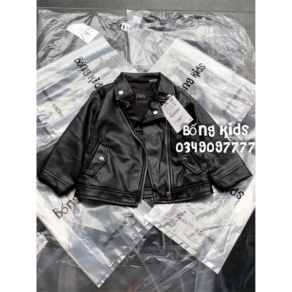 Áo Khoác Da Bé Trai & Bé Gái Biker Đen ZR - Hàng mới về