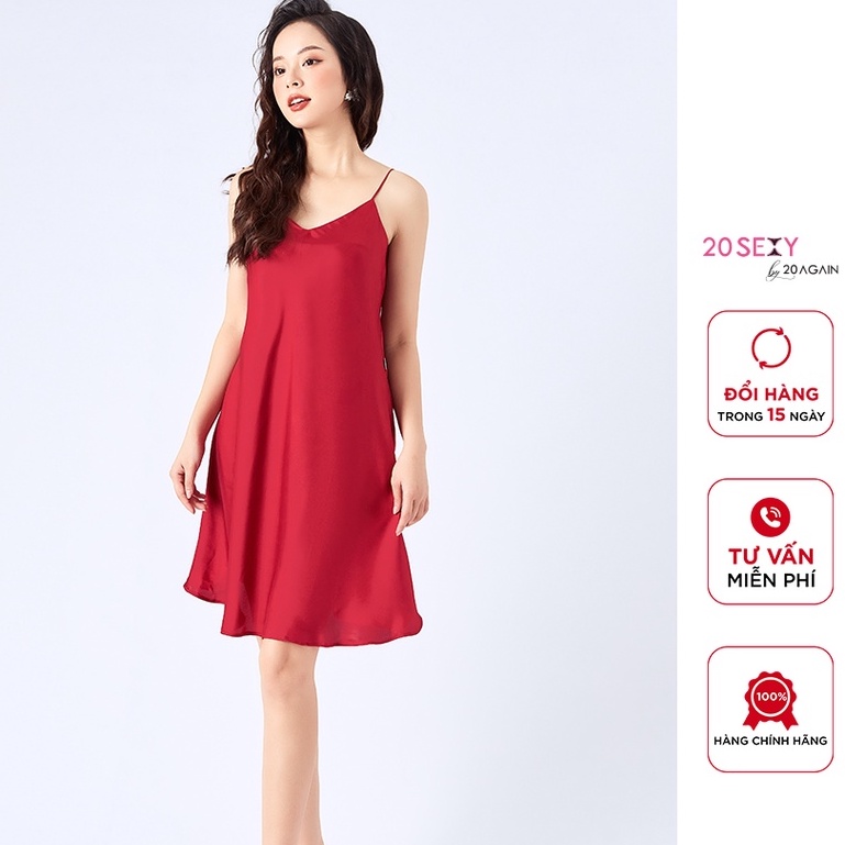 Váy ngủ 2 dây dáng suông 20Sexy by 20AGAIN, thiết kế sexy, chất liệu lụa mềm mại thoáng mát, 3 màu đủ size NDA2061