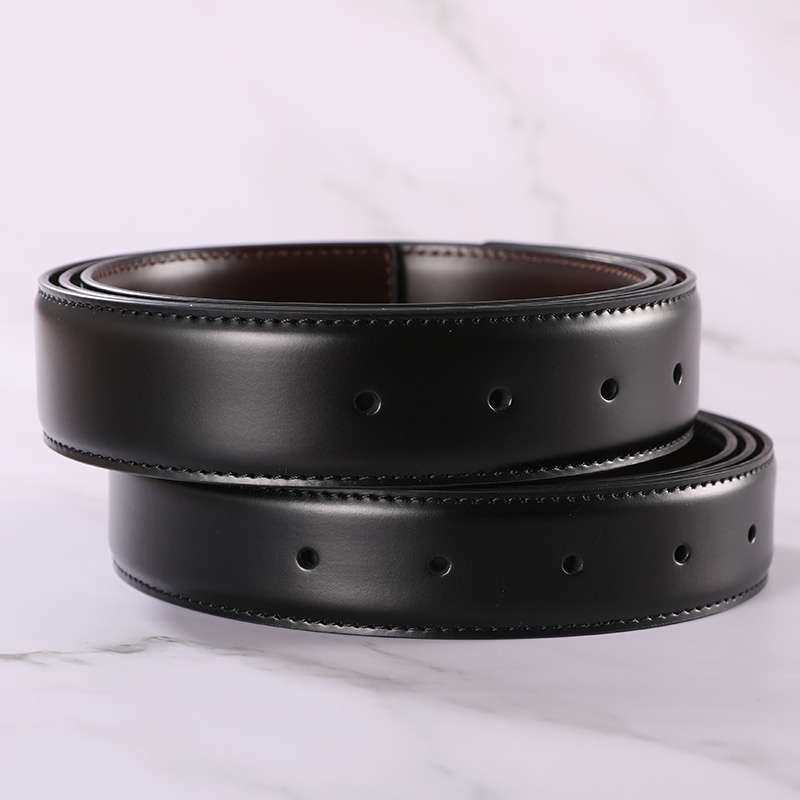 Thắt Lưng Da Hai Mặt Không Khóa Cài Màu Đen / Cà Phê 2.8 3.0 3.3 3.5 3.8cm Cho Nam