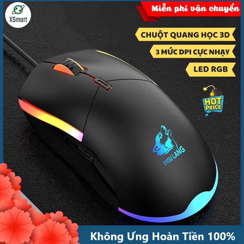 Combo Bàn Phím Cơ Và Chuột Kèm Headphone XSmart Có Dây Full Size LED RGB 20 Chế Độ Dùng Cho Máy Tính Laptop pc K1+V7+k3