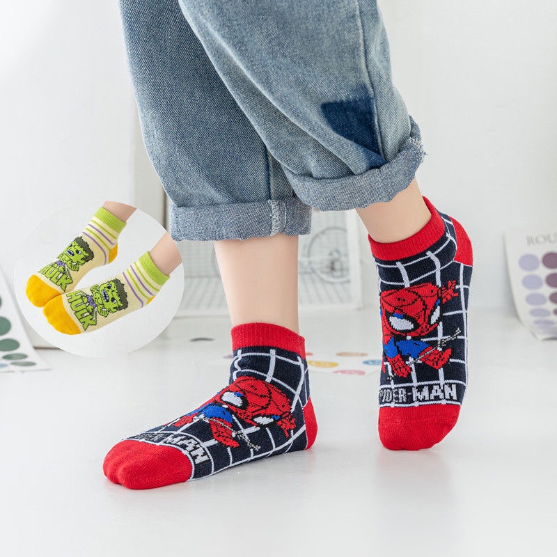 Set 5 Cặp Vớ Cotton In Hình Siêu Anh Hùng Marvel Đáng Yêu Cho Bé