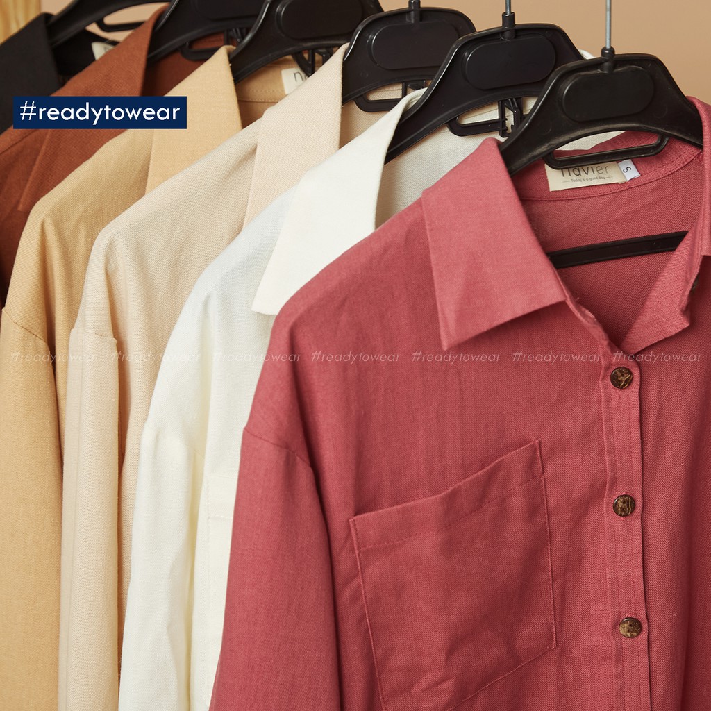 Sơ mi nữ form rộng oversize tay dài đi làm đi chơi có 1 túi ngực vải đũi - linen shirt SM02 | BigBuy360 - bigbuy360.vn