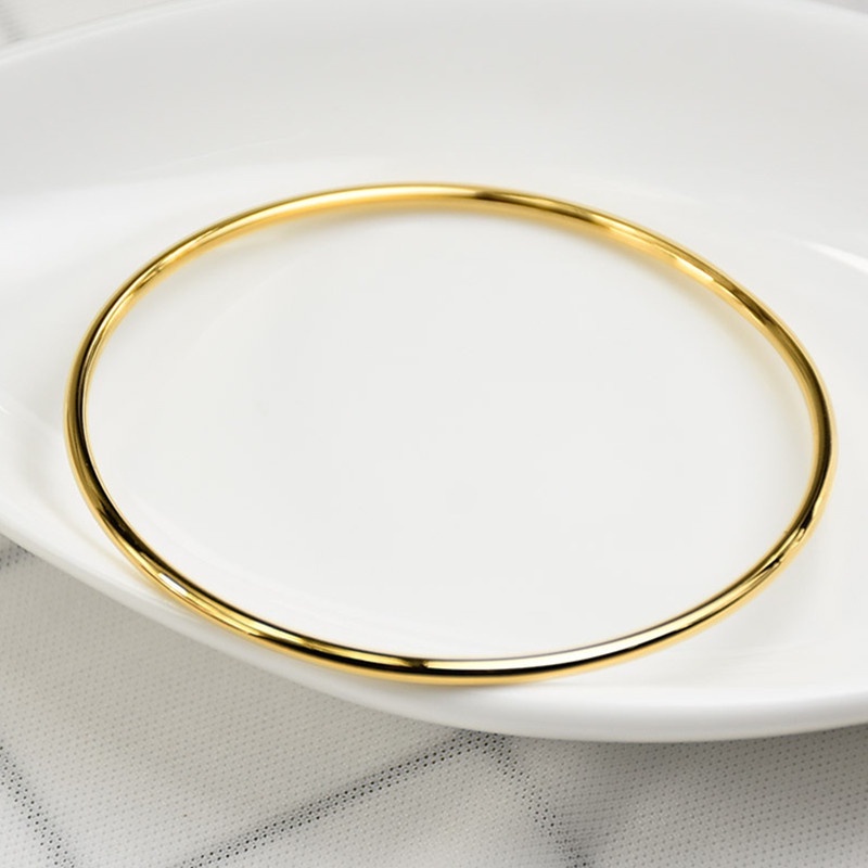 Vòng tay nữ titan không gỉ thiết kế phong cách đơn giản thanh lịch 2mm