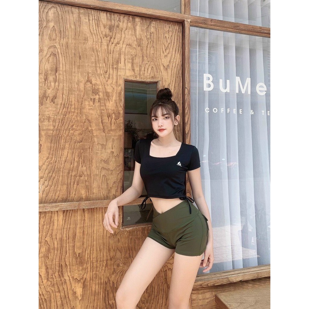 Áo tập gym nữ [CROPTOP] Thể Thao Naqi Dây Rút [ĐỒ TẬP GYM NỮ]