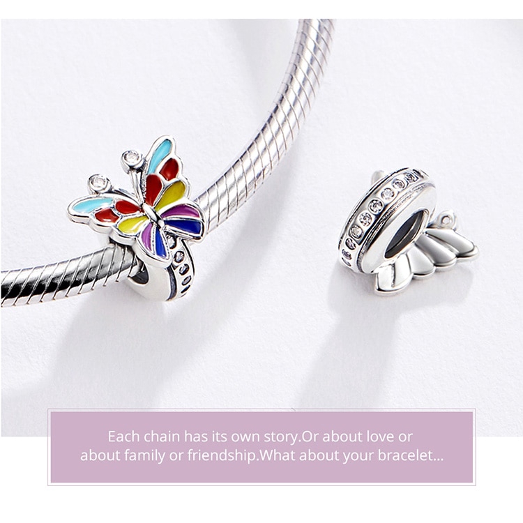 Hạt Trang Sức Bamoer Scc1195 Cho Nữ Trang Trí Vòng Đeo Tay Hình Con Bướm 3mm Màu Sắc Sang Trọng Bằng Bạc 925