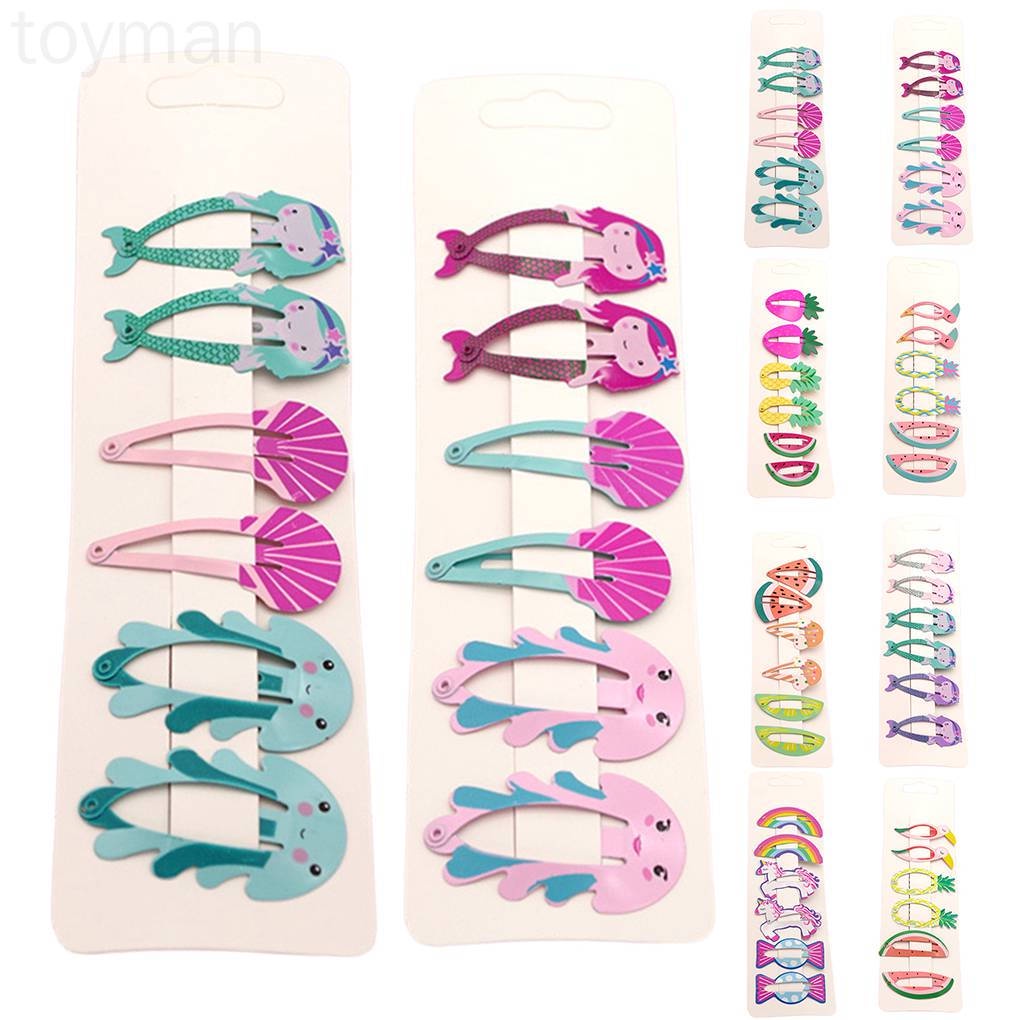 Set 6 Kẹp Tóc Hình Cây Kem / Trái Cây / Động Vật Dễ Thương Cho Bé Gái