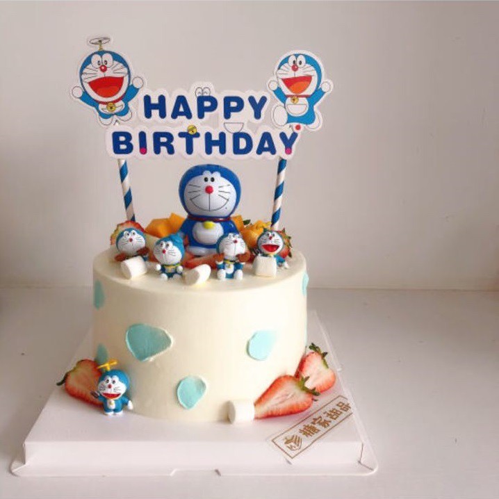 Bộ 6 mô hình nhân vật hoạt hình Doraemon đáng yêu dùng để trang trí bánh kem