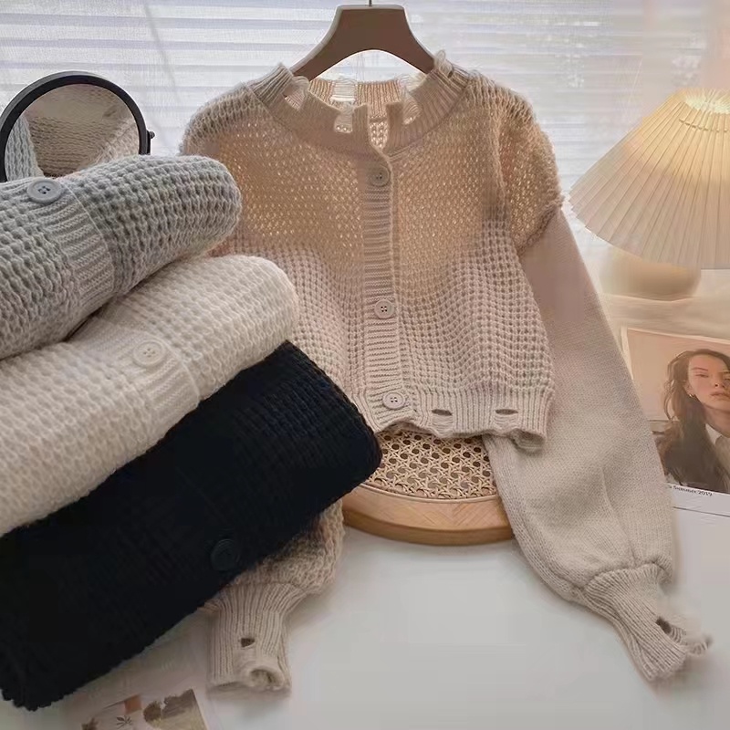 Áo khoác cardigan SUXI tay phồng thời trang mùa thu Hàn Quốc cho nữ