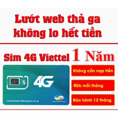[GIÁ ƯU ĐÃI] Sim 4G Viettel D500 Trọn Gói 1 Năm (4GB/THÁNG) Không Nạp Tiền