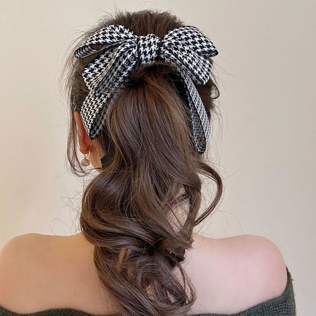 Kẹp Tóc Đuôi Ngựa Đính Nơ Đơn Giản Mừng Năm Mới