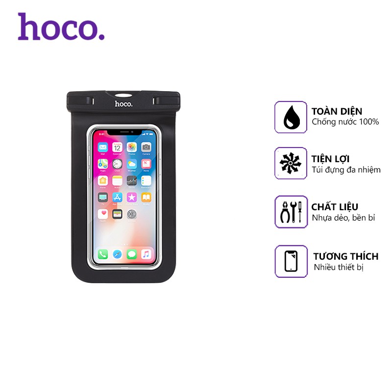 Túi đựng điện thoại chống nước Hoco Common nhựa cao cấp, an toàn khi đi biển, tương thích nhiều thiết bị