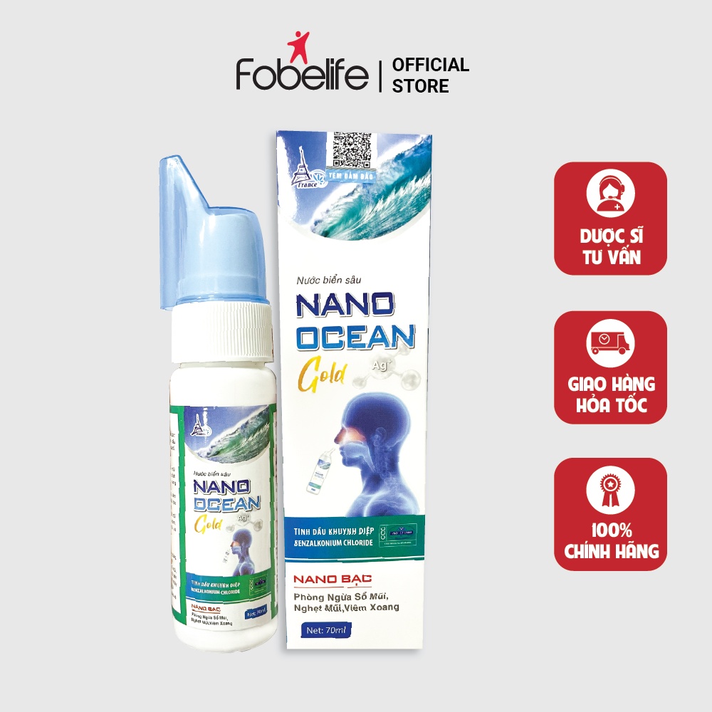 Dung dịch vệ sinh mũi người lớn Nano Ocean Gold Fobelife - chai 70ml