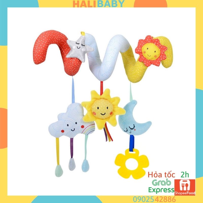 Quấn cũi Treo nôi thú bông lục lạc xúc xắc cho bé gặm nướu vải bông an toàn HALIBABBY TN20