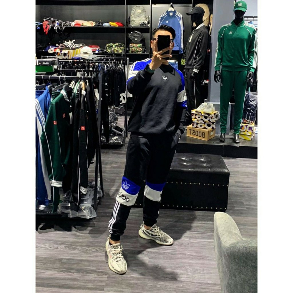 Bộ nỉ nam, Đồ Bộ Nam Phối tay hai màu (Xanh-Ghi) WK | BigBuy360 - bigbuy360.vn