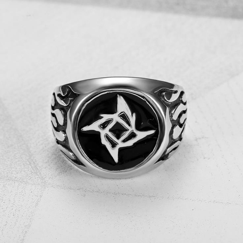 Nhẫn Nam Thiết Kế Hình Bánh Xe Lửa Phong Cách Retro Độc Đáo