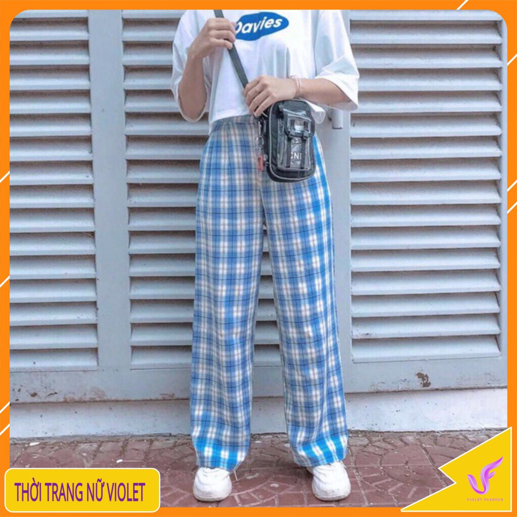 Quần Kẻ Caro 💝Quần nữ dáng rộng💝 ống xuông-unisex-vintage-chất liệu vải thô mềm-gồm 8 màu trẻ trung-năng động Mã QC01 | BigBuy360 - bigbuy360.vn