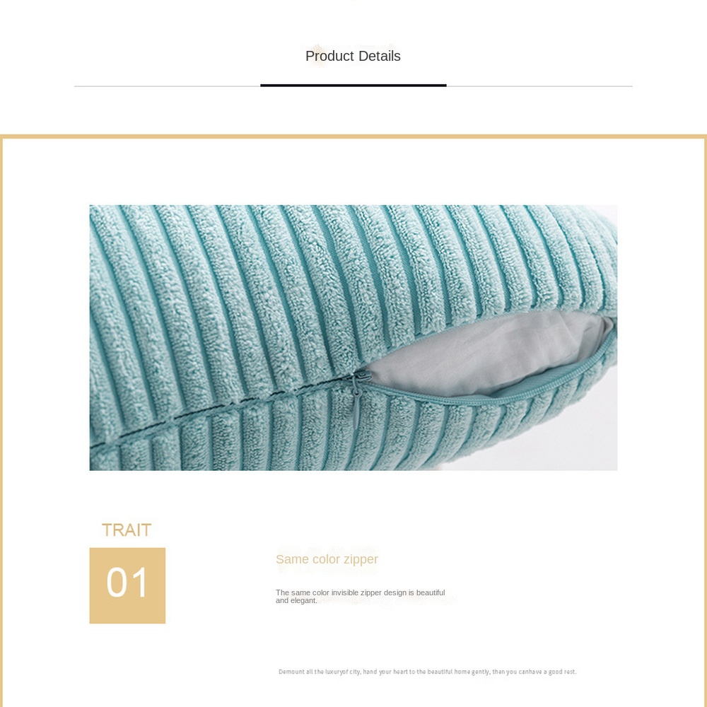 Vỏ Gối Sofa Nhung Kẻ Hình Vuông Nhiều Kích Thước 60x60cm Trang Trí Phòng Khách/Nhà Cửa