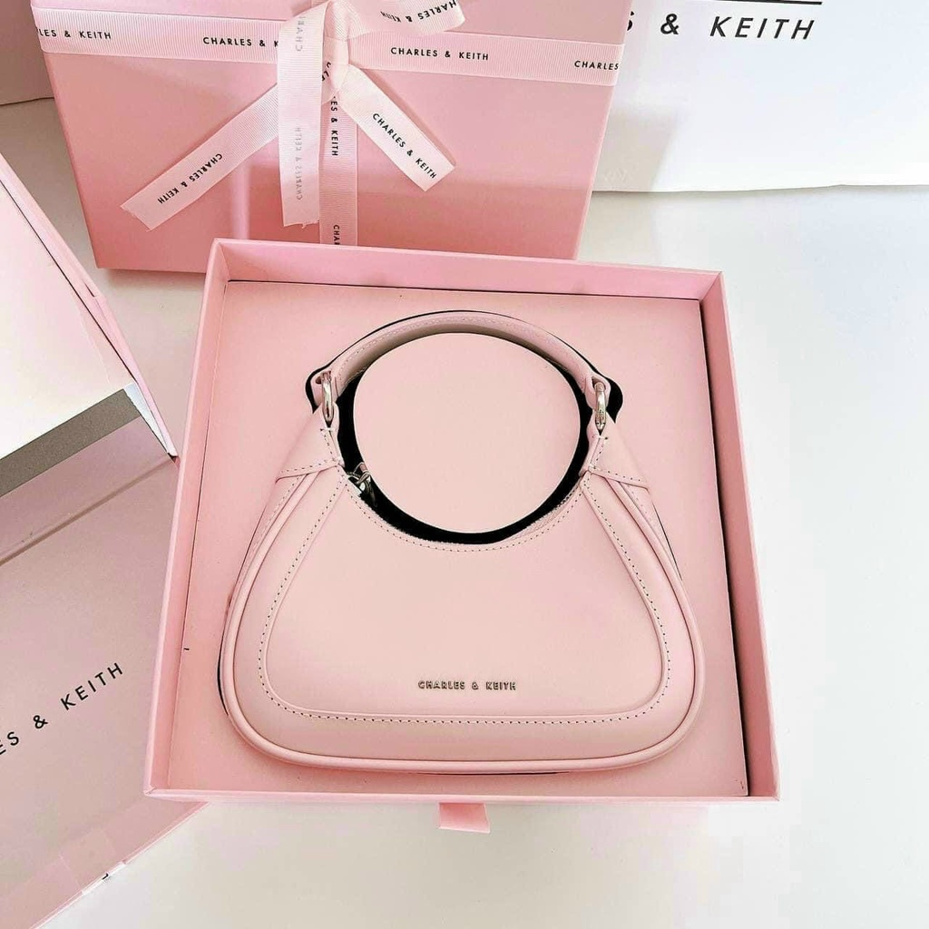 Túi Xách Nữ Charles &amp; K Trái Tim Bản Chuẩn Đẹp Tặng Kèm Túi Giấy Có Hộp Hồng