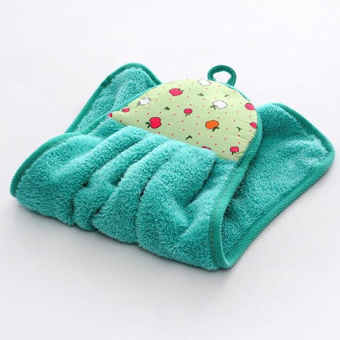 Khăn lau tay, khăn lau bếp vải bông microfiber mềm mịn, thấm hút tốt, có móc treo tiện dụng