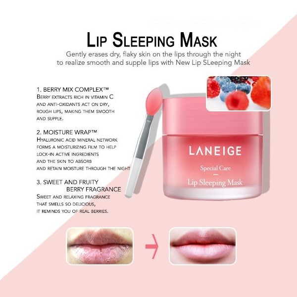 Mặt nạ ngủ Laneige 8g 4 màu lựa chọn dành cho môi