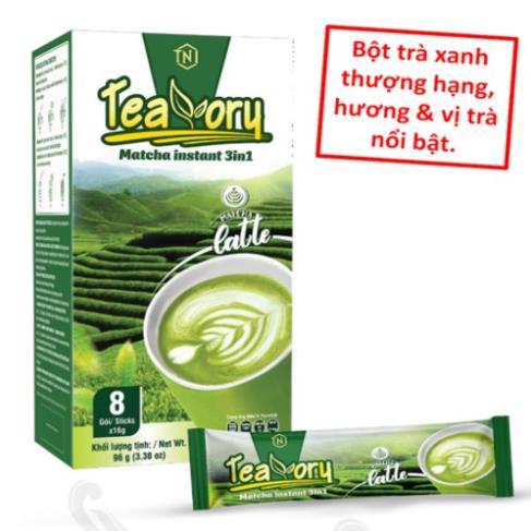 Trà Sữa Matcha Hòa Tan Teavory KINGCOFFEE - Hộp 8 gói x 16g.