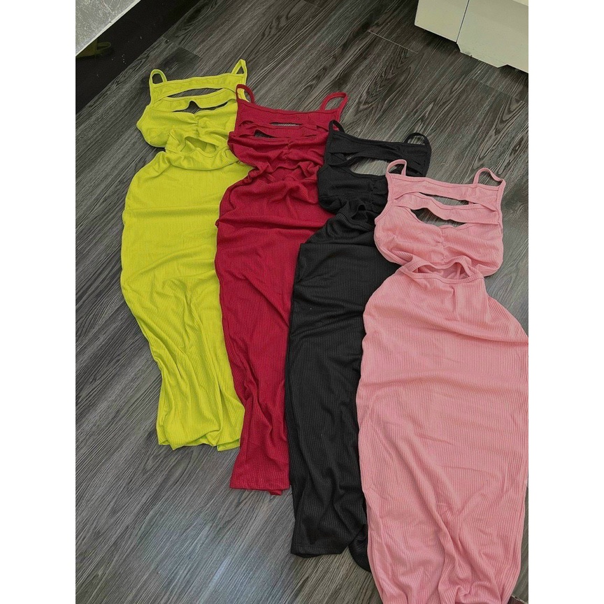 đầm dáng ba lỗ khoét ngực 3 khoét ngực sexy chất thun gân