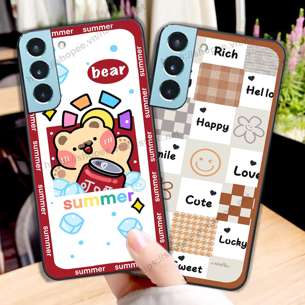 Ốp lưng Samsung S22 5g - Samsung S22 PLUS 5G (S22+ 5G) - Samsung S22 Ultra 5g-Samsung S21 FE trái tim bo viền gấu cute