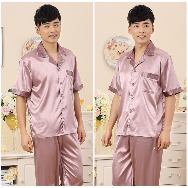 NG8902N - Bộ pyjama nam chất lụa ngắn tay hàng nhập