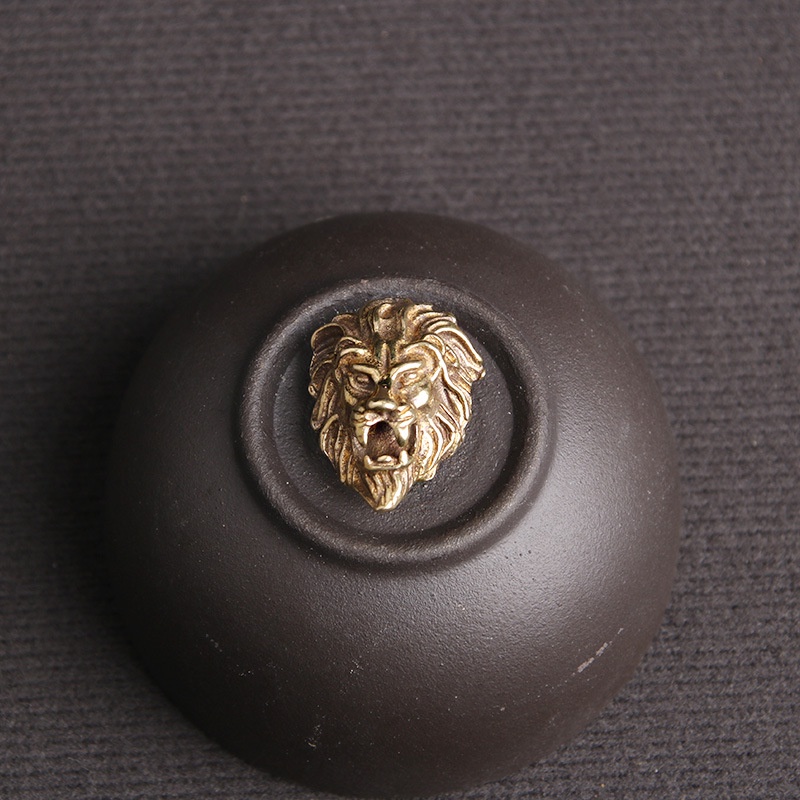 Mặt kim loại hình sư tử màu đồng cổ điển dùng để trang trí túi xách / quần áo da