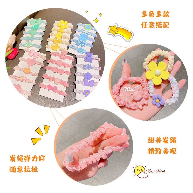 Set 5 chun buộc tóc gắn charm dễ thương