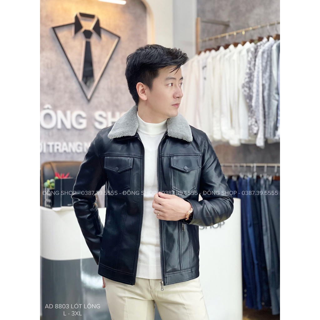 Áo Da Nam mã 8803 LÓT LÔNG Cao Cấp