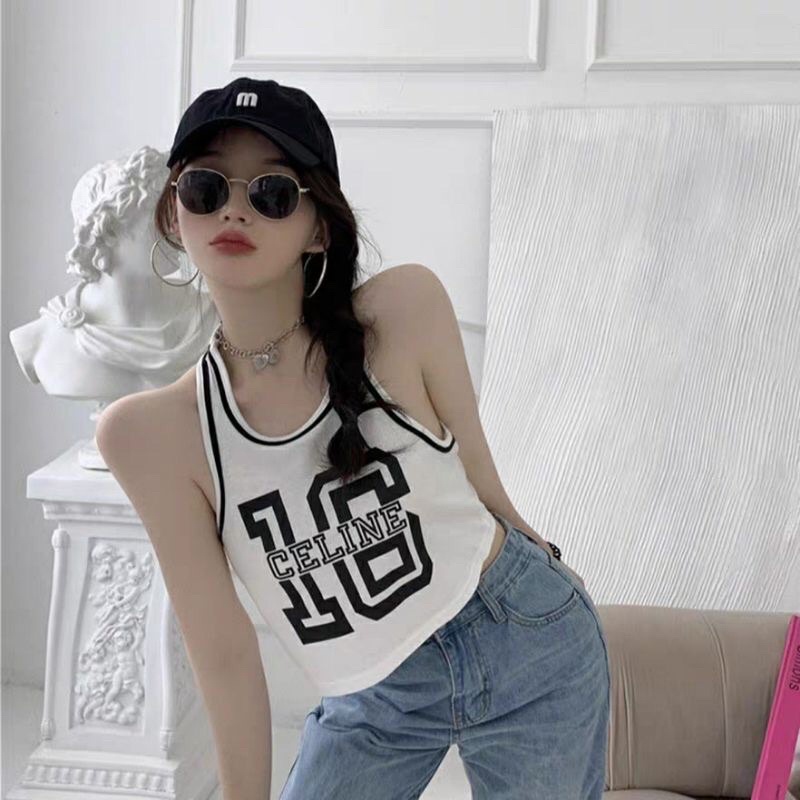 Áo ba lỗ croptop thể thao in hình số 16 Michi,áo ba lỗ thể thao nữ
