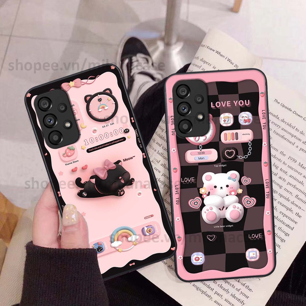 Ốp Samsung A13 / A23 / A53 hình đồng hồ icon gấu mèo cute cực dễ thương ngộ nghĩnh