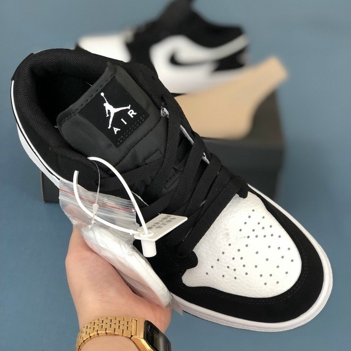Giày jd1 thể thao nam nữ, giầy Jordan 1 low Panda cổ thấp đen trắng hàng cao cấp full box