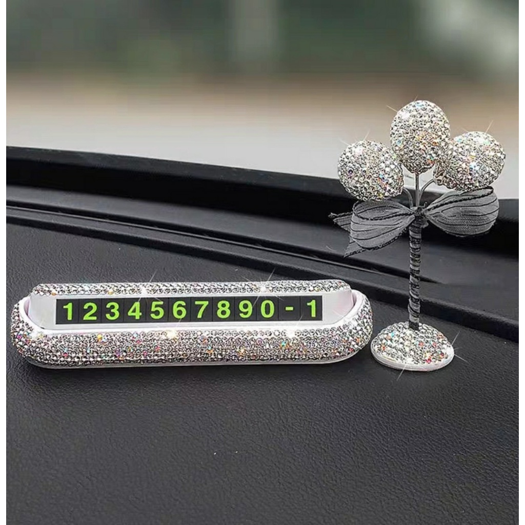 Thẻ ghi số điện thoại đỗ xe phát quang GẮN ĐÁ sang trọng Đặt Taplo ô tô